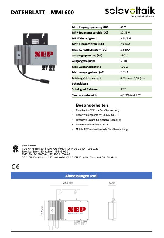 NEP Wechselrichter MMI 600
